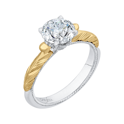 Solitaire Diamond Vintage Engagement Ring in 14K Two Tone Gold (Semi-Mount)