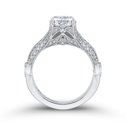 Diamond Vintage Engagement Ring in 14K White Gold (Semi-Mount)