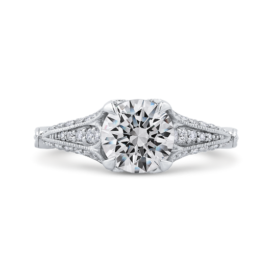 Diamond Vintage Engagement Ring in 14K White Gold (Semi-Mount)
