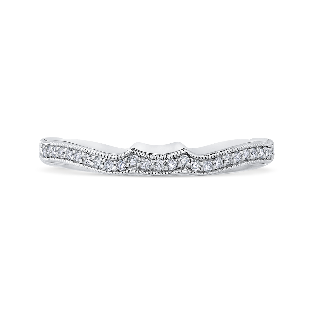 Round Diamond Half-Eternity Wedding Band in 14K White Gold