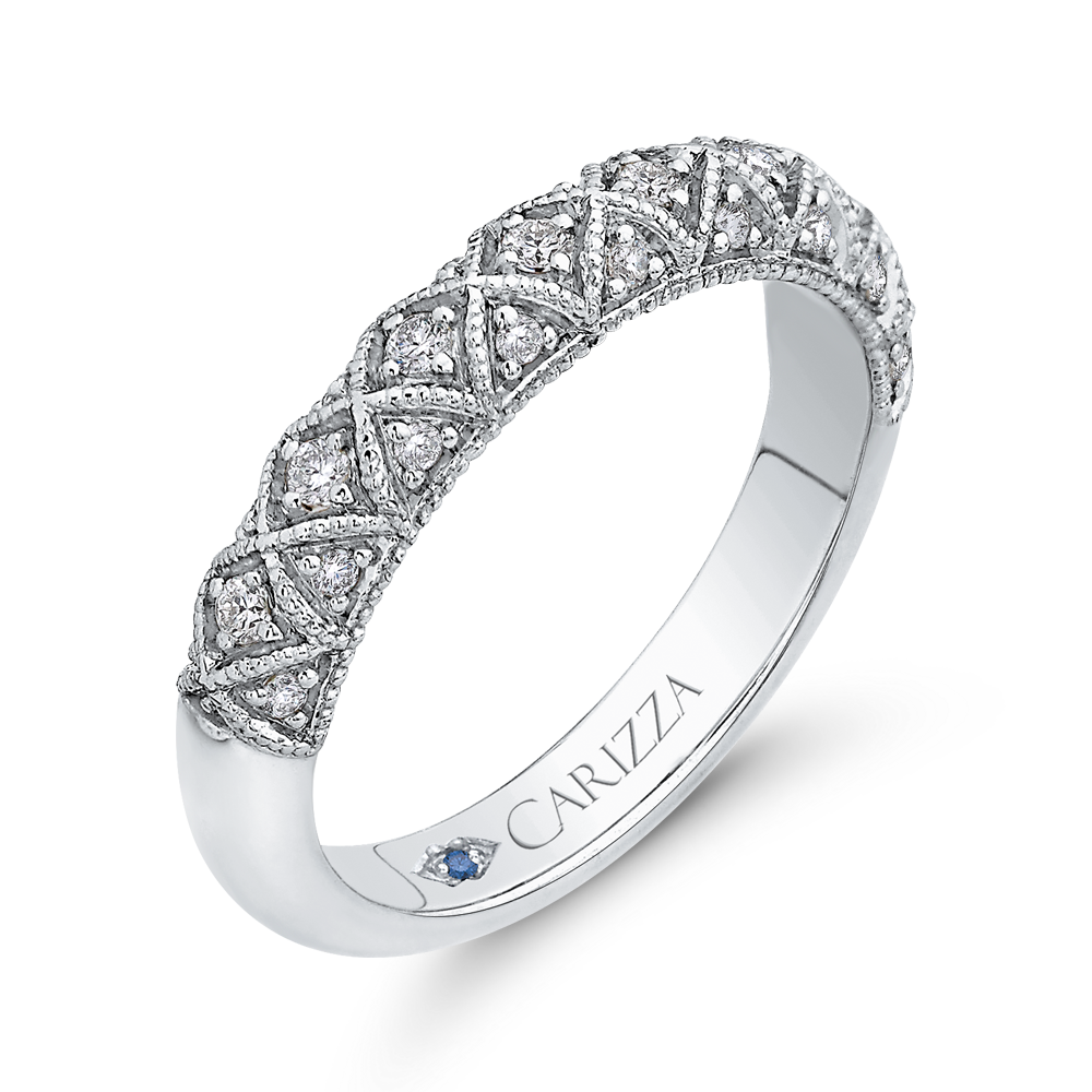 Round Diamond Half-Eternity Wedding Band in 14K White Gold