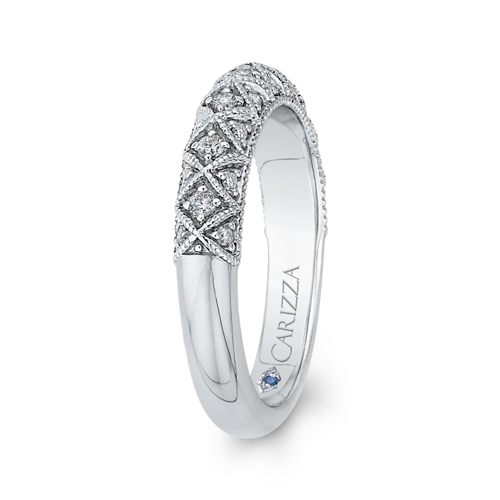 Round Diamond Half-Eternity Wedding Band in 14K White Gold