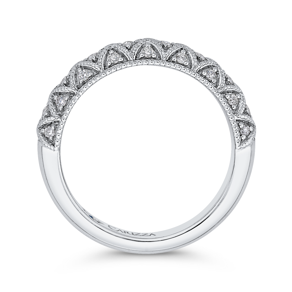 Round Diamond Half-Eternity Wedding Band in 14K White Gold