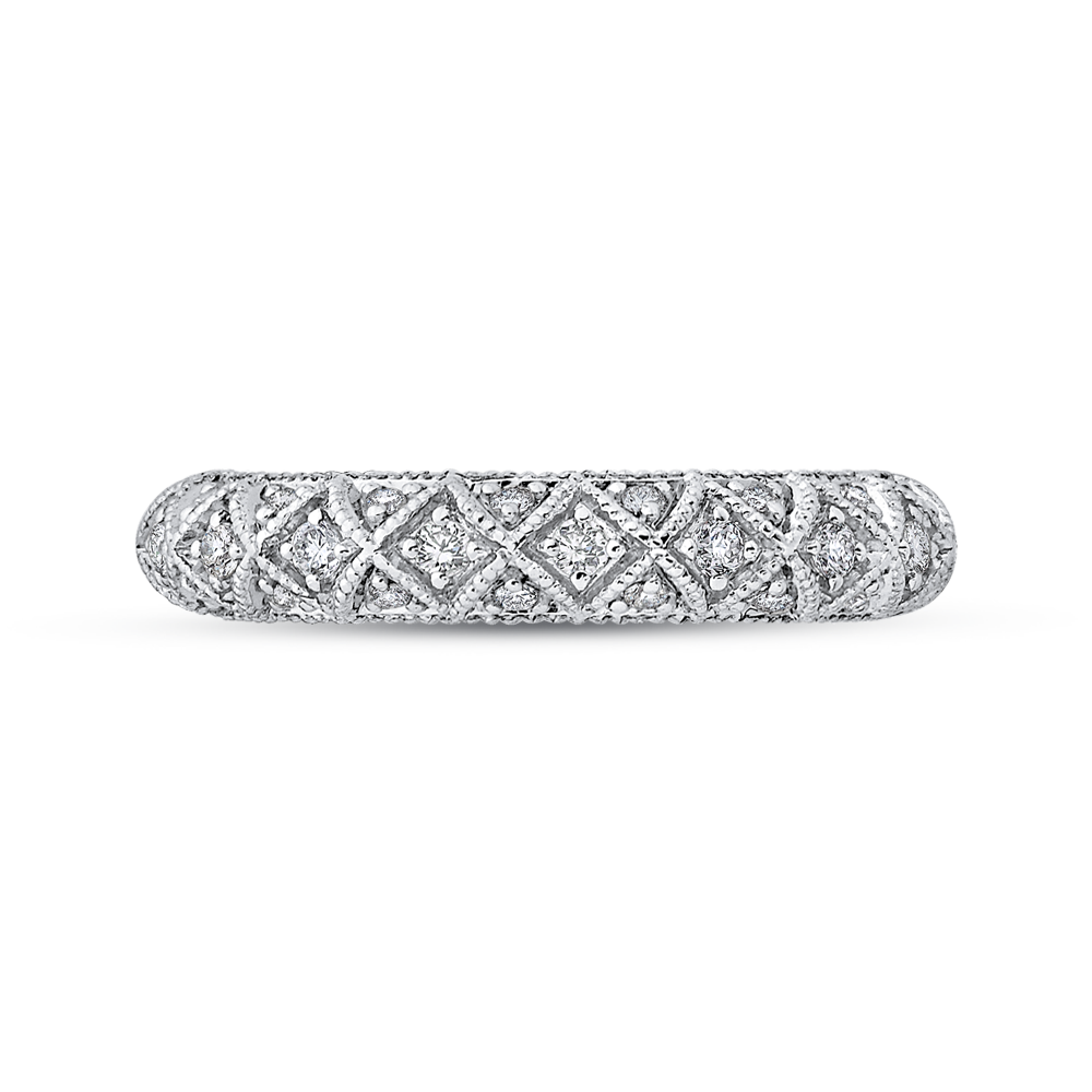 Round Diamond Half-Eternity Wedding Band in 14K White Gold