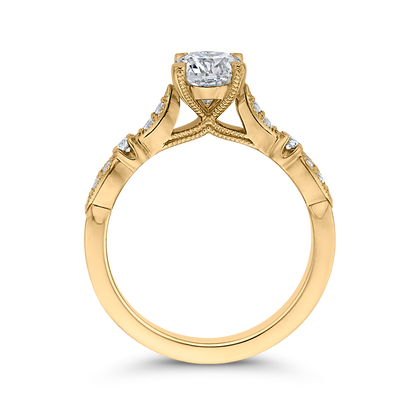 Round Diamond Vintage Engagement Ring in 14K Yellow Gold (Semi-Mount)