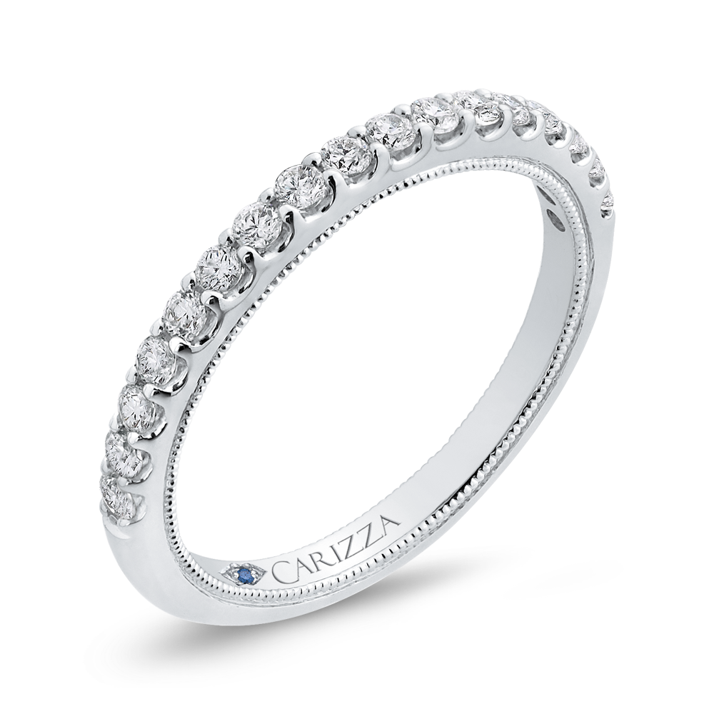 Round Diamond Half-Eternity Wedding Band in 14K White Gold