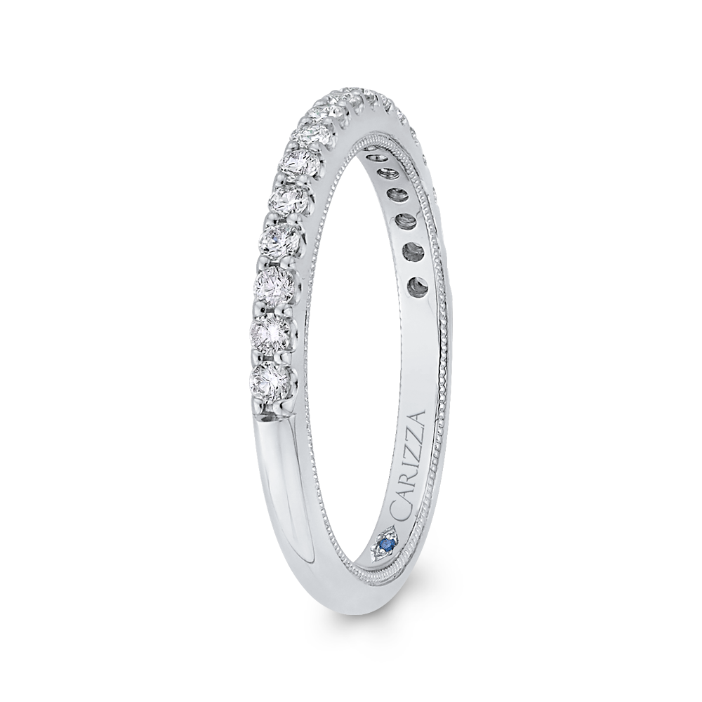 Round Diamond Half-Eternity Wedding Band in 14K White Gold