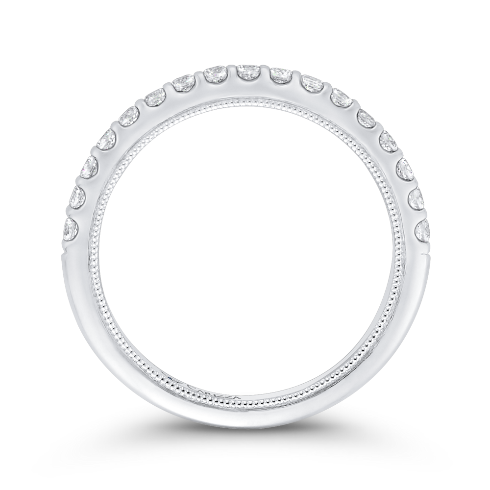 Round Diamond Half-Eternity Wedding Band in 14K White Gold