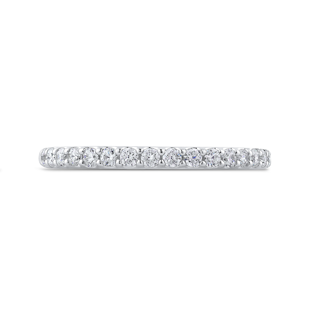 Round Diamond Half-Eternity Wedding Band in 14K White Gold