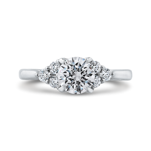 Round Diamond Classic Engagement Ring in 14K White Gold (Semi-Mount)