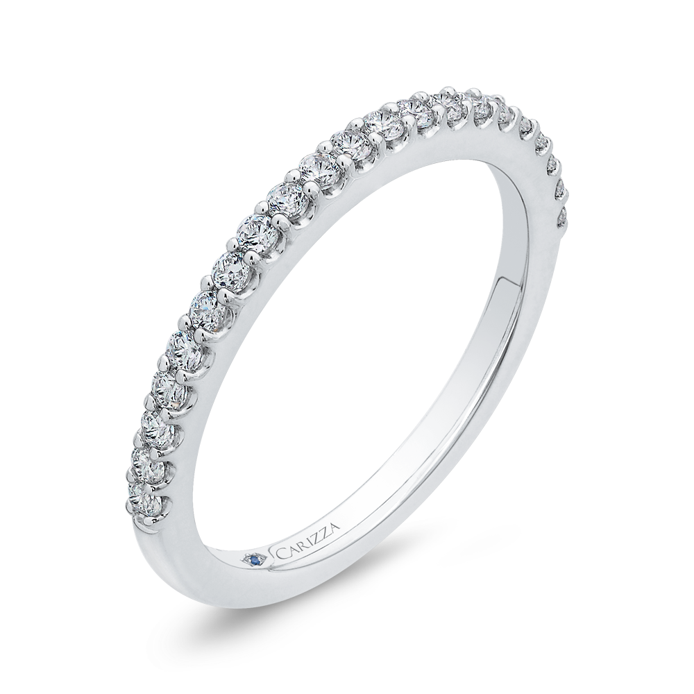 Round Diamond Half-Eternity Wedding Band in 14K White Gold