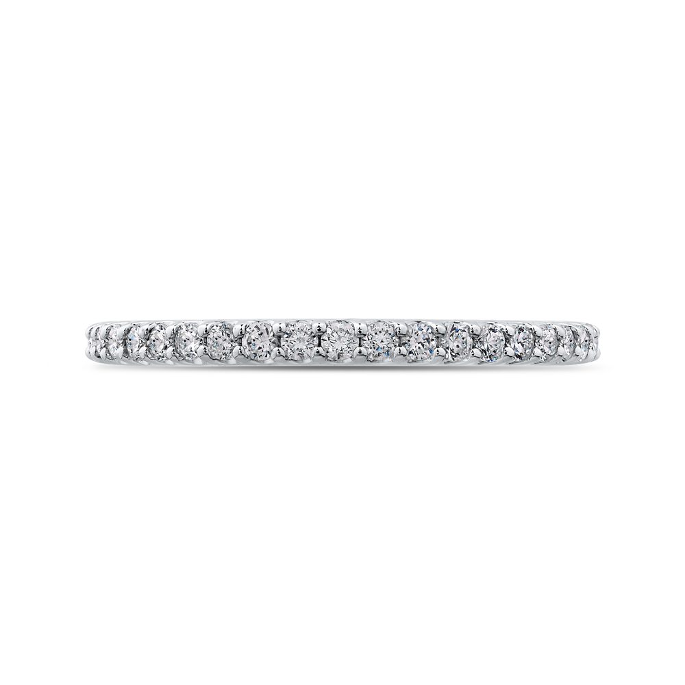 Round Diamond Half-Eternity Wedding Band in 14K White Gold