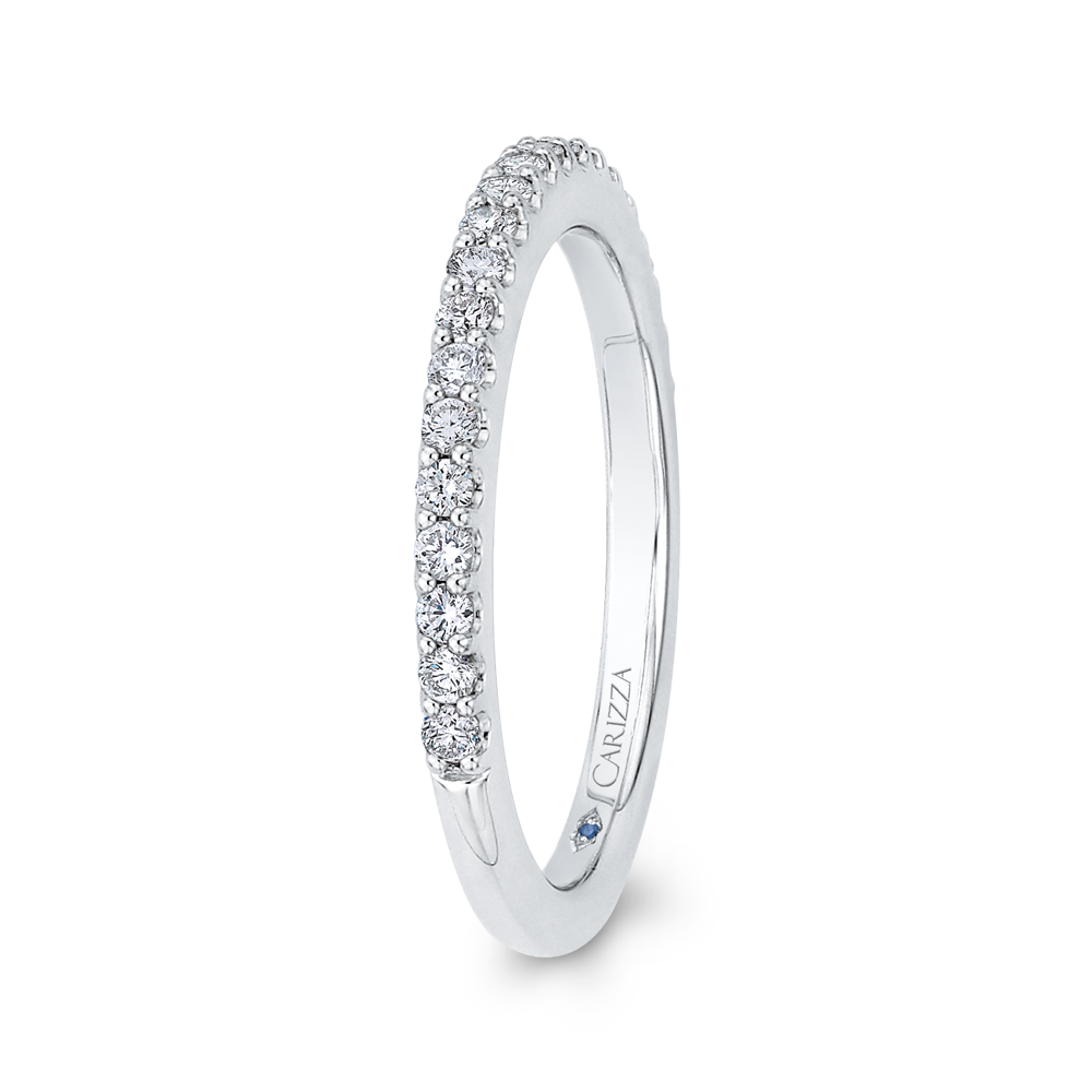 Round Diamond Half-Eternity Wedding Band in 14K White Gold