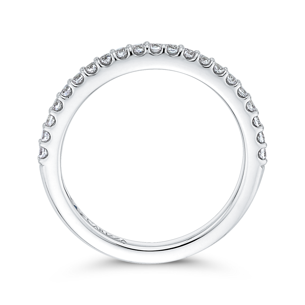 Round Diamond Half-Eternity Wedding Band in 14K White Gold