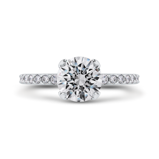 Round Diamond Classic Engagement Ring in 14K White Gold (Semi-Mount)