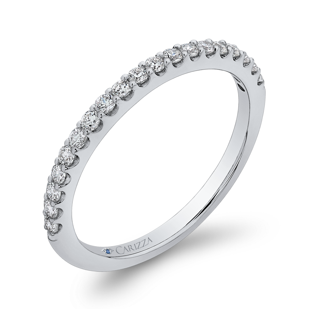 Round Diamond Half-Eternity Wedding Band in 14K White Gold