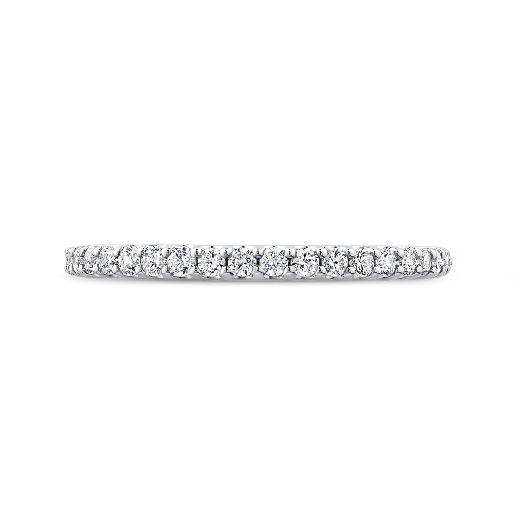 Round Diamond Half-Eternity Wedding Band in 14K White Gold
