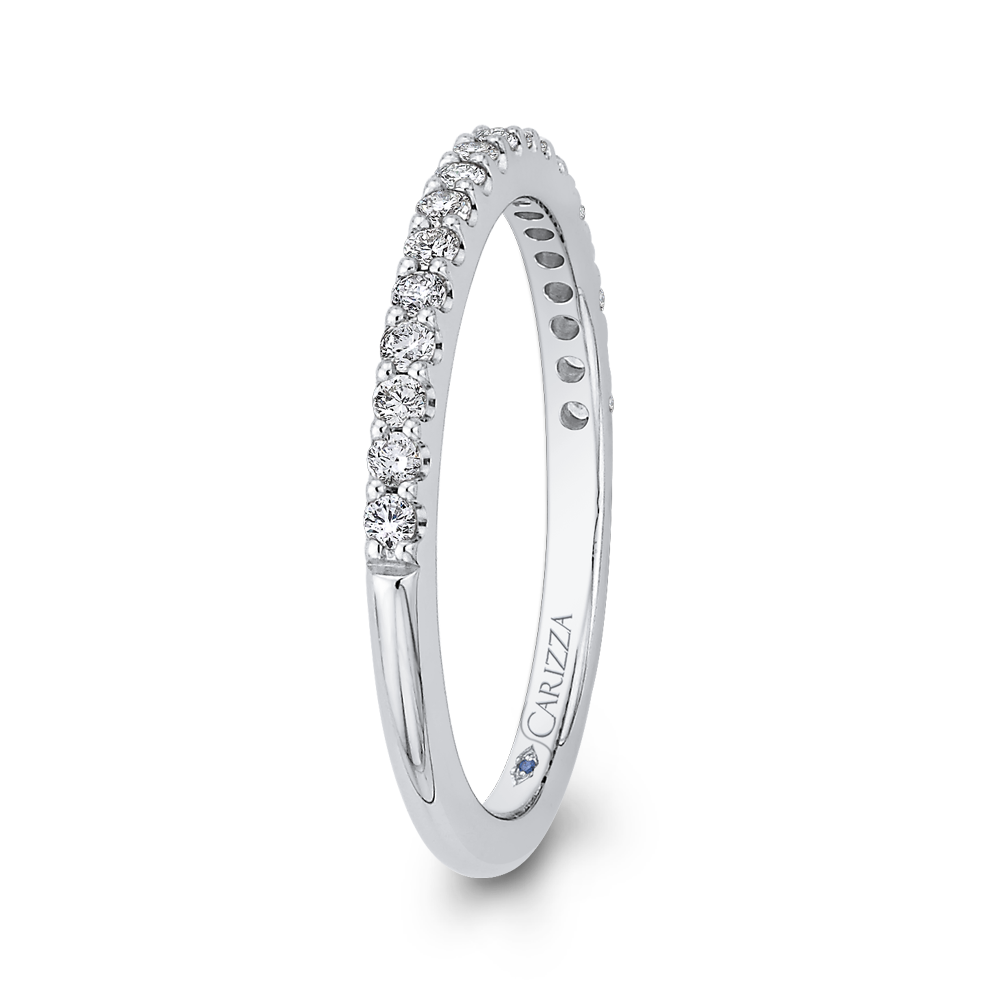 Round Diamond Half-Eternity Wedding Band in 14K White Gold