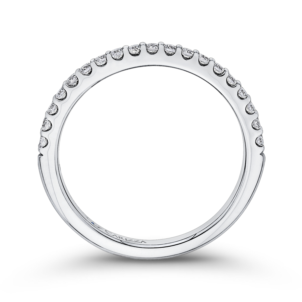Round Diamond Half-Eternity Wedding Band in 14K White Gold