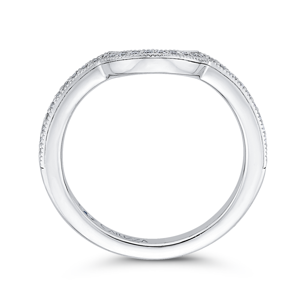 Round Diamond Half-Eternity Wedding Band in 14K White Gold