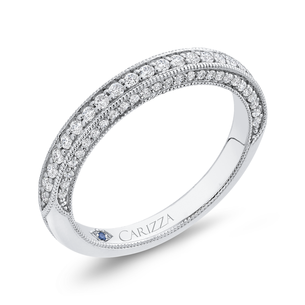 Round Diamond Half-Eternity Wedding Band in 14K White Gold