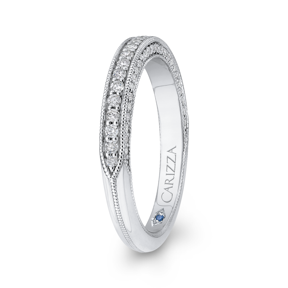 Round Diamond Half-Eternity Wedding Band in 14K White Gold