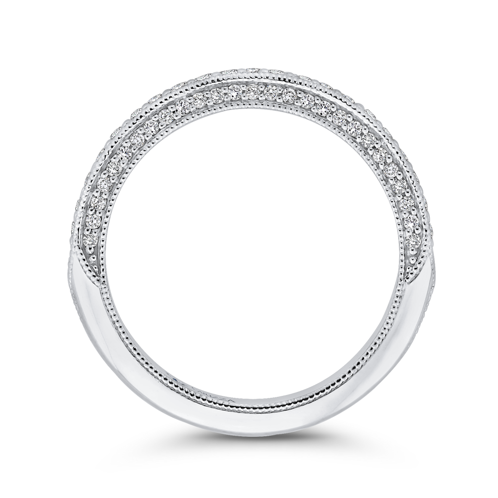 Round Diamond Half-Eternity Wedding Band in 14K White Gold