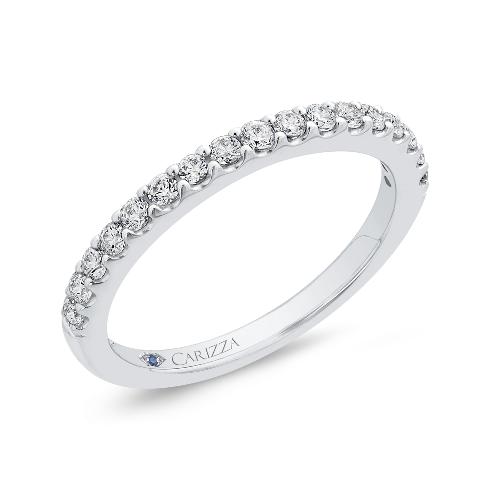 Round Diamond Half-Eternity Wedding Band in 14K White Gold
