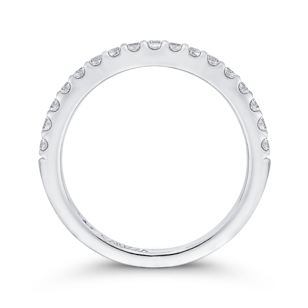 Round Diamond Half-Eternity Wedding Band in 14K White Gold