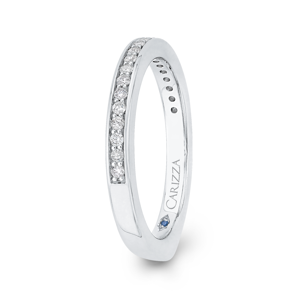 Round Diamond Half-Eternity Wedding Band in 14K White Gold