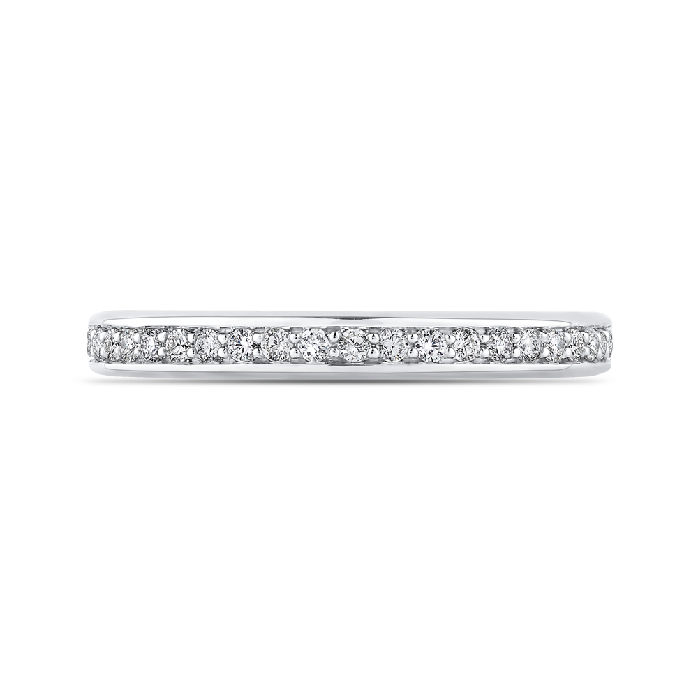 Round Diamond Half-Eternity Wedding Band in 14K White Gold