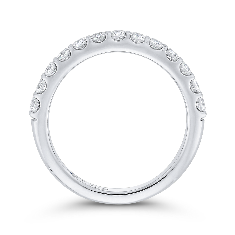Round Diamond Half-Eternity Wedding Band in 14K White Gold