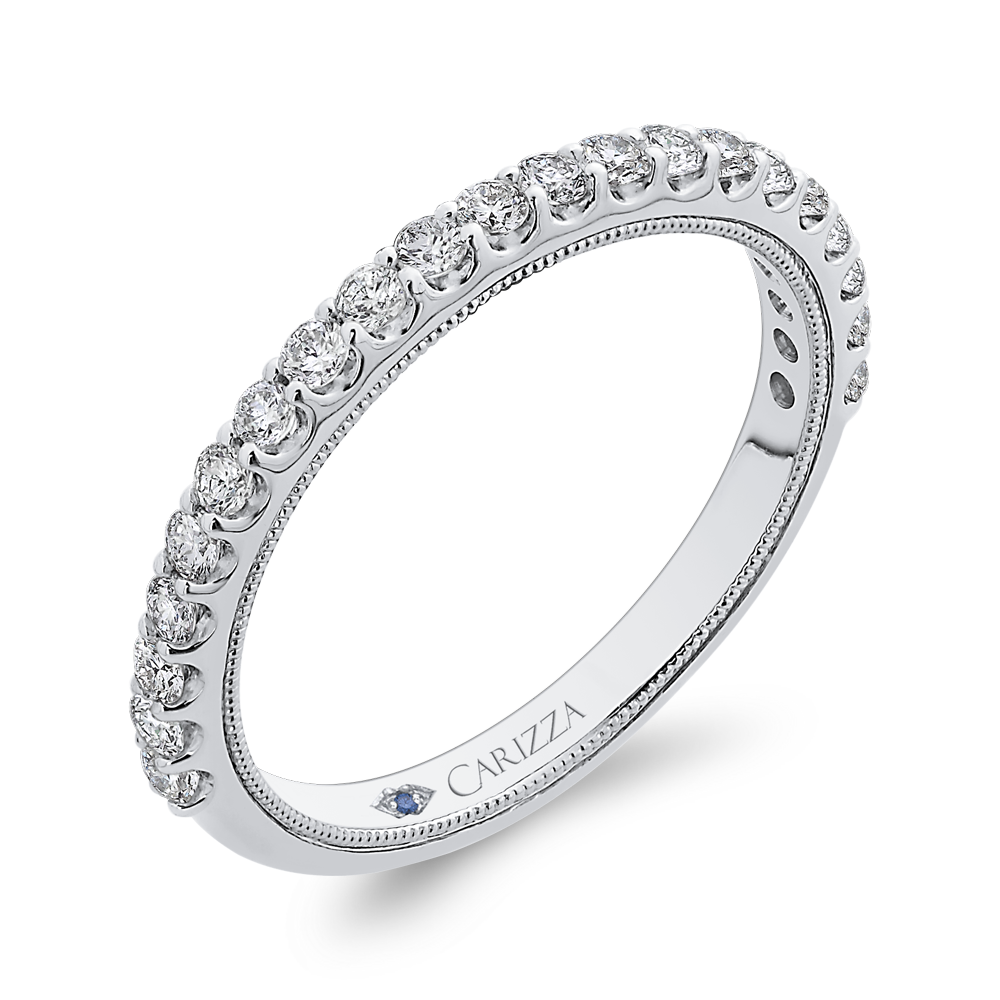 Round Diamond Wedding Band in 14K White Gold