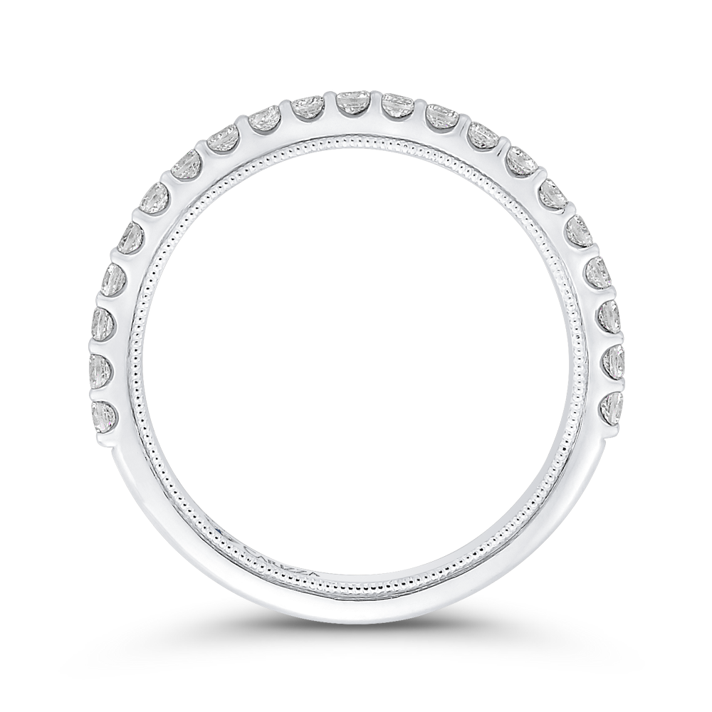 Round Diamond Wedding Band in 14K White Gold