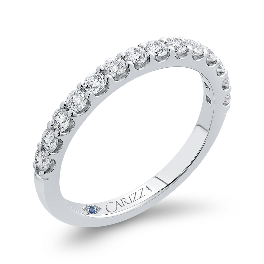 Round Diamond Half-Eternity Wedding Band in 14K White Gold