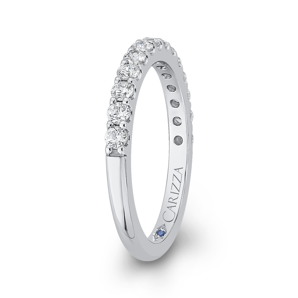Round Diamond Half-Eternity Wedding Band in 14K White Gold