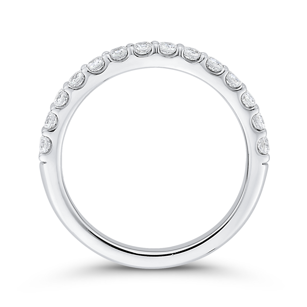 Round Diamond Half-Eternity Wedding Band in 14K White Gold
