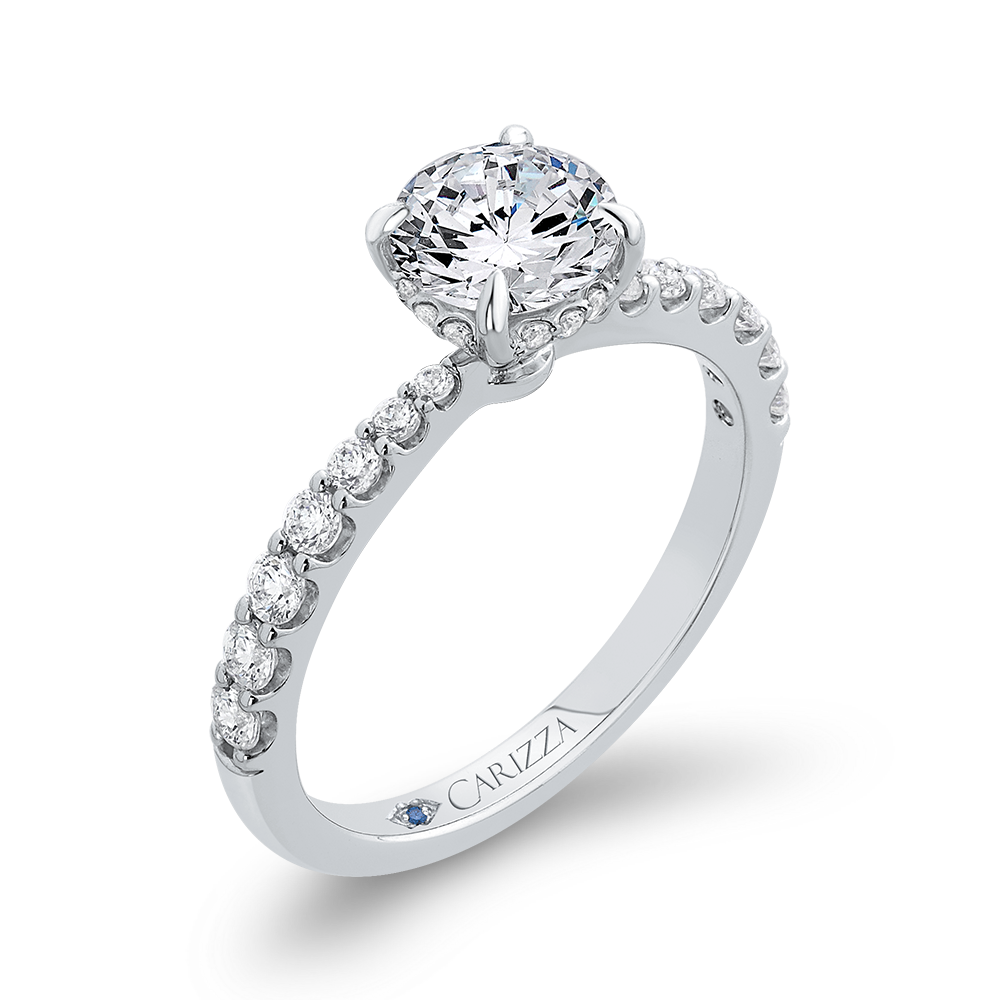 Round Diamond Engagement Ring in 14K White Gold (Semi-Mount)