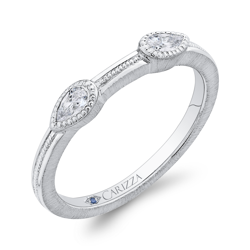 Pear Cut Diamond Wedding Band in 14K White Gold
