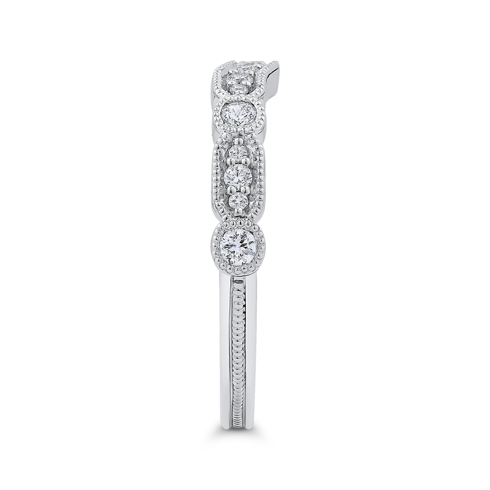 Round Diamond Half-Eternity Wedding Band in 14K White Gold