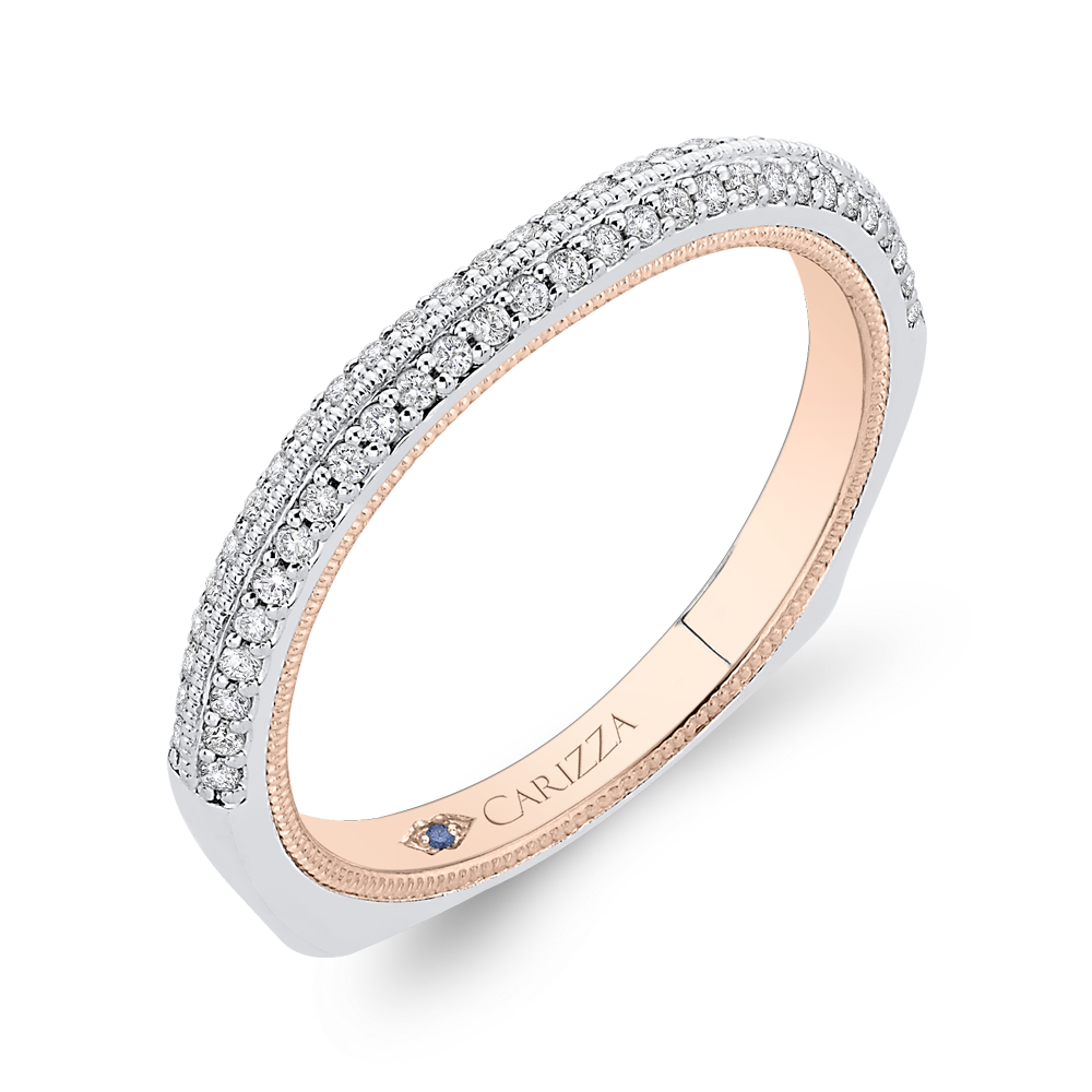 Diamond Half-Eternity Wedding Band in 14K Two Tone Gold