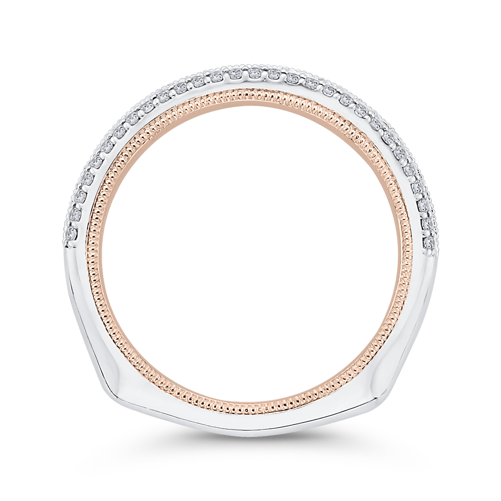 Diamond Half-Eternity Wedding Band in 14K Two Tone Gold