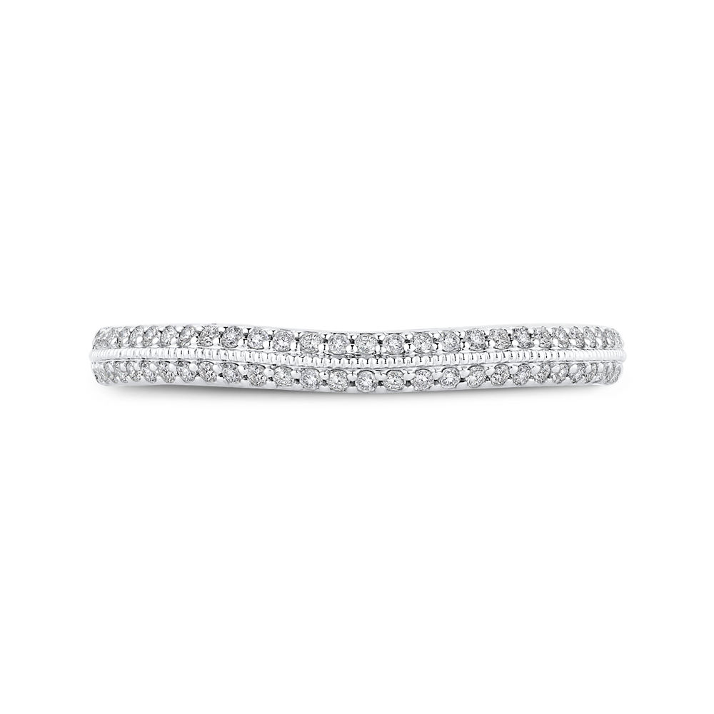 Diamond Half-Eternity Wedding Band in 14K Two Tone Gold