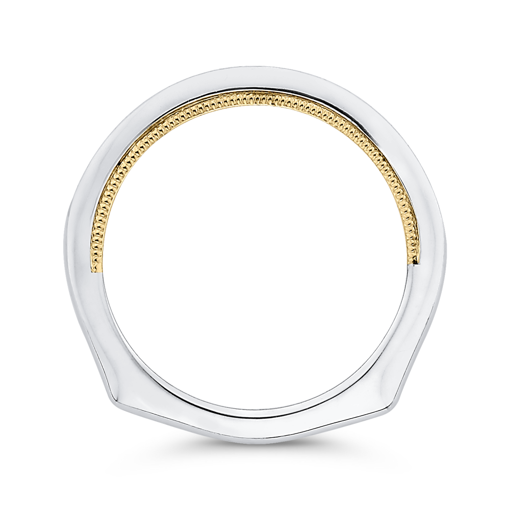 Round Diamond Half-Eternity Wedding Band in 14K Two Tone Gold
