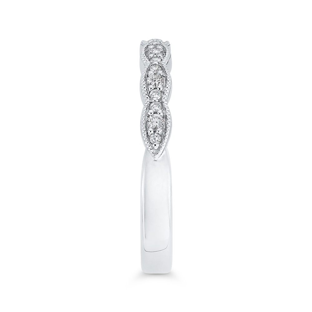 Round Diamond Half-Eternity Wedding Band in 14K White Gold