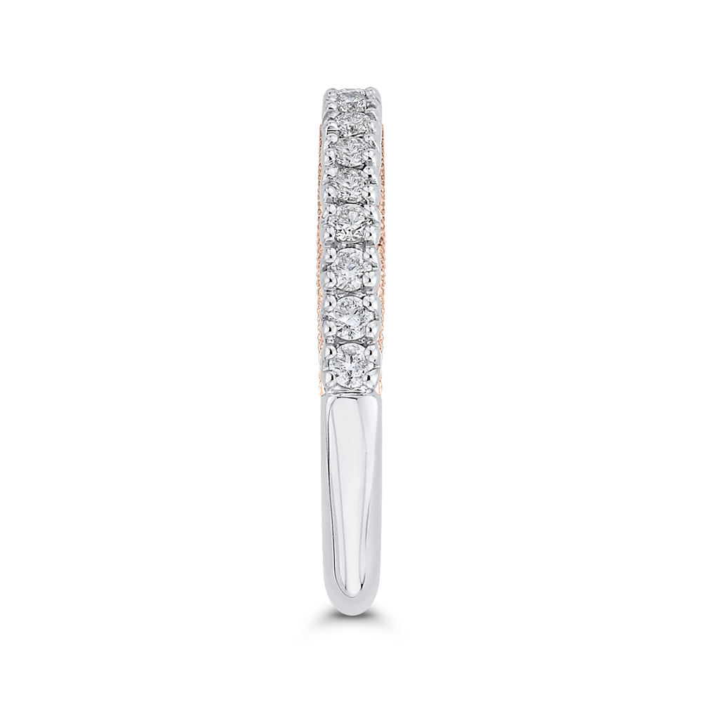 Euro Shank Round Diamond Half-Eternity Wedding Band in 14K Two Tone Gold