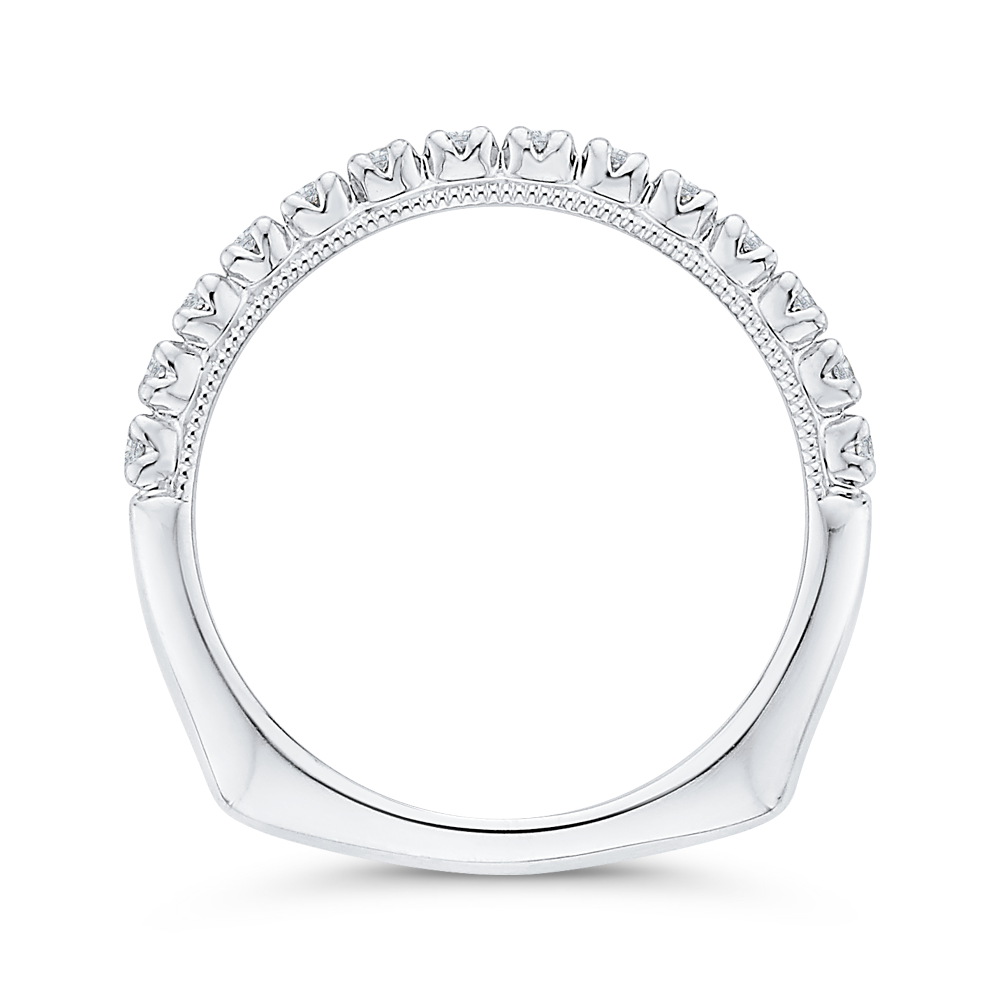 Euro Shank Round Diamond Half-Eternity Wedding Band In in 14K White Gold