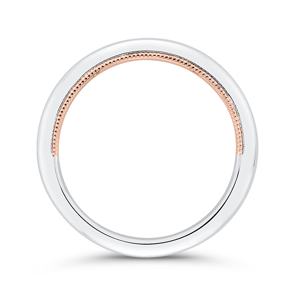Plain Wedding Band in 14K Two Tone Gold