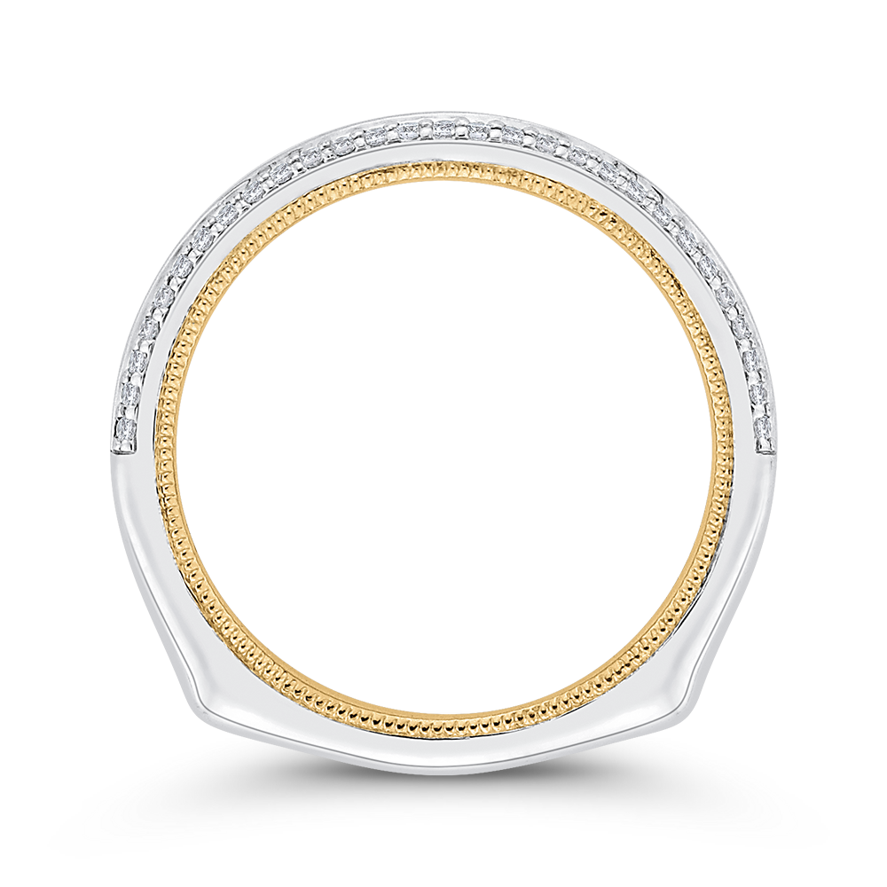 Euro Shank Round Diamond Half-Eternity Wedding Band In in 14K Two Tone Gold