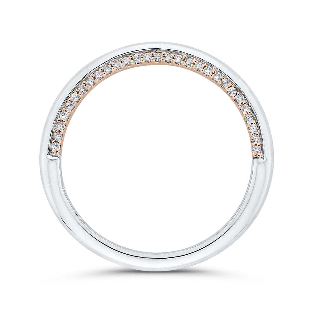 Half-Eternity Round Diamond Wedding Band in 14K Two Tone Gold